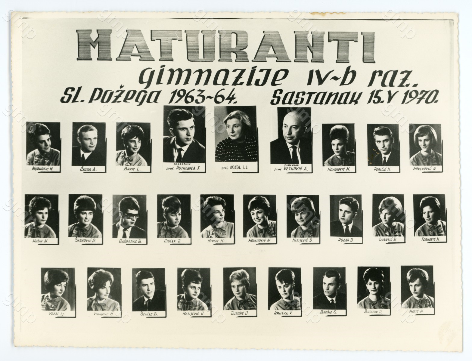 Maturanti požeške Gimnazije, IV b razred generacije 1963/64
